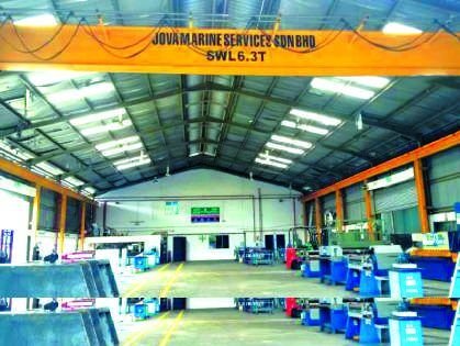 JOVA workshop interior with 6.3 tonne overhead travelling crane